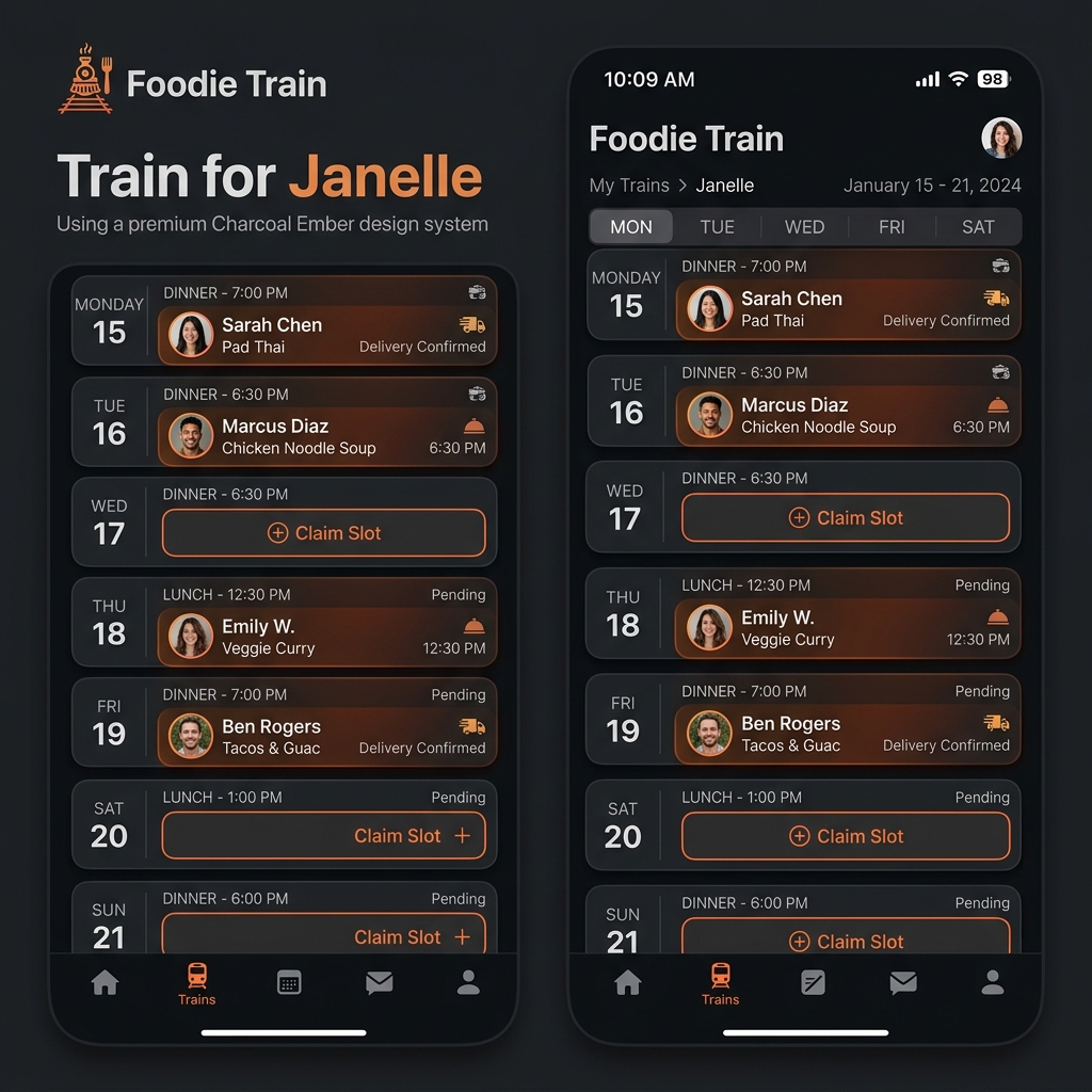 Foodie Train App Interface